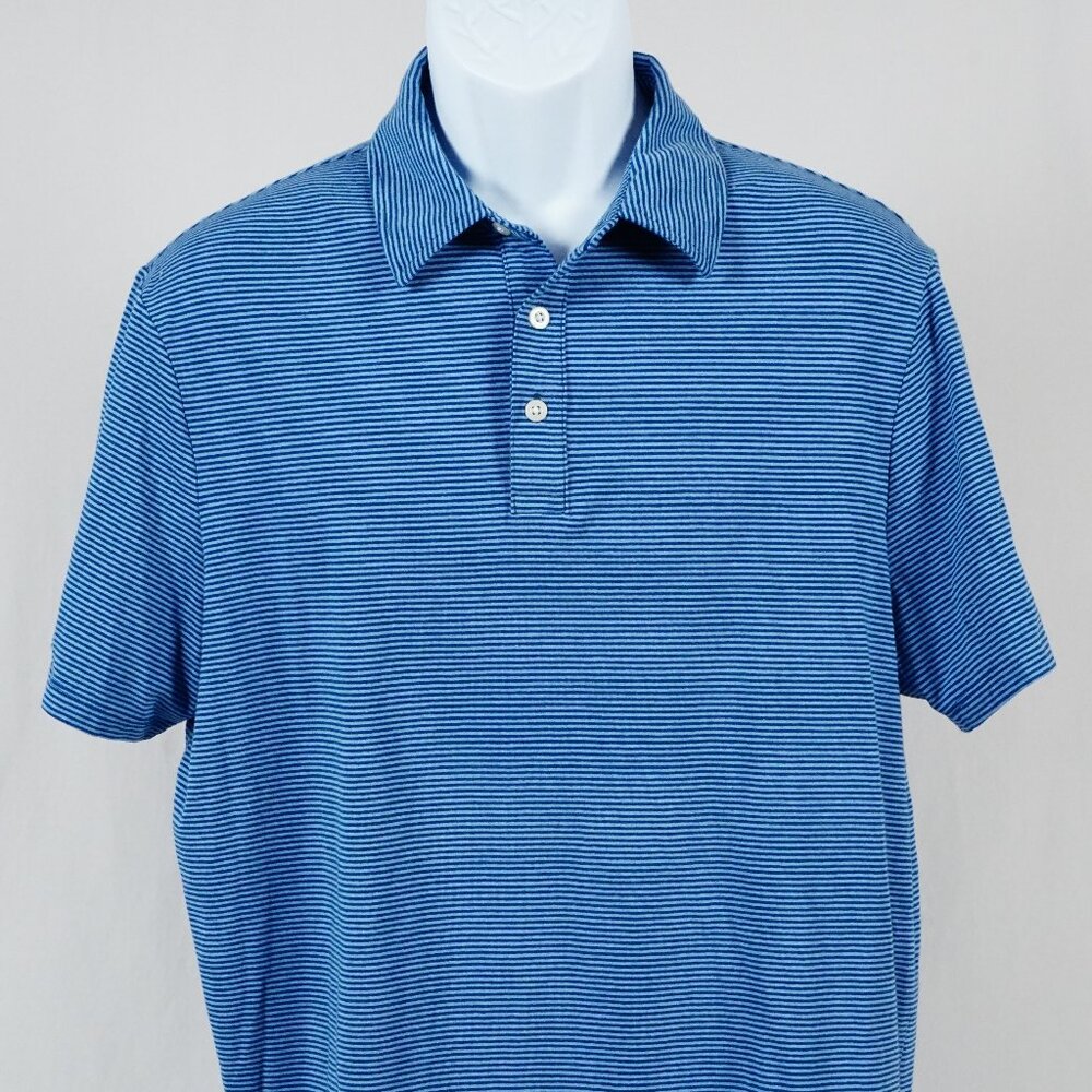 Members Mark Men’s Striped Cotton Polo, Mid-Blue Stripe, Medium